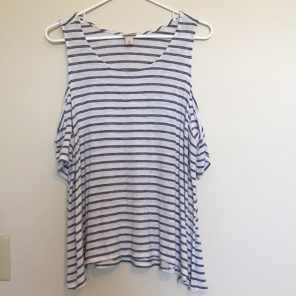 Striped cold shoulder top
